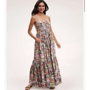 Brooks Brothers Madras Patchwork Quilt Cotton Long Maxi Dress Women's 2 Preppy